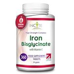 Incite Nutrition Iron Tablets. Vegan and Gluten Free Iron Supplements. 360x28 mg High Strength ‘Gentle Iron’ Bisglycinate Energy Tablets The Perfect Immune System Booster for Women and Men