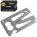 Lever Gear Toolcard Pro - 40 in 1 Credit Card Multitool. Slim, Minimalist Survival Card Wallet Tool Card. TSA Approved Multitool Card Pocket Tool. (Silver, 2-Pack)