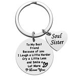 Friendship Gifts Best Friend Keychain - Thank You Gift To Best Friend Soul Sister Keychain, Friend Appreciation Gifts, Birthday Christmas Gifts for Best Friend