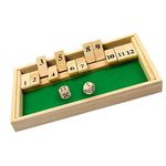 CA Mode Shut The Box Game, Wooden Double Shutter Game Dice Board Toy 2 Players Wooden Board Games 12 Numbers Flop Game Indoor Smart Math Table Gam