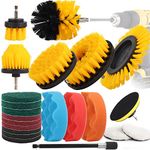 22PCS Drill Brush Attachment, Drill Brush for Cleaning Includes All Purpose Drill Brush, Scrub Pads & Sponge with Extend Attachment, Buffing Pads for Car Surfaces