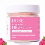 M & U Rose And Hibiscus Pink Glow Clay Mask With French Pink Clay And Coconut Milk Exfoliating, Antiaging Deep Pore Cleansing Suitable For Both Men & Women (Rose), 1 Count