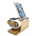 Spigen S370 Compatible with Apple Watch Stand and Cell Phone Stand for Any Apple Watch Series and Phone - Wood