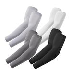 ROXUN 4 Pairs Arm Sleeves Gaming UV Sun Protection Compression Volleyball Sleeve for Men/Women Black+Dark grey+Light grey+White