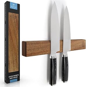 Zulay 11.75" Seamless Acacia Wood Magnetic Knife Holder - Wooden Magnetic Knife Strip for Organizing your Kitchen - Elegant & Multifunctional Magnet Holder for Wall with Easy Installation