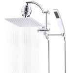 Hibbent All Metal 10'' Filtered Rainfall Shower Head with Handheld Combo, High Pressure Shower Wand, 16'' Adjustable Arc Extension Arm, 20 Stage Shower Filter, 71'' Hose, 2 Shower Head Holders, Chrome