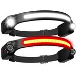 Head Torch Rechargeable,2 Packs Headlamp with Red Light 2XPE and 260°Wide Beam LED Headlight with Motion Seonsor 8 Mods IPX5 Waterproof Head Lamps for Adults Kids Camping,Hiking,Fishing and Running
