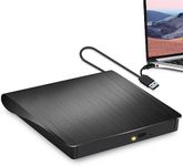 CD Burner, External CD/DVD Drive for Laptop, USB 3.0 USB C Type C External DVD Player for Laptop, CD/DVD ROM Burner Compatible with Laptop Desktop PC Apple Mac Windows Linux OS (Black)