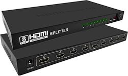 Microware HDMI Splitter 1X8, 1 in 8 Out HDMI Port, Supports 3D 4Kx 2K Full HD 1080P, Compatible for TV, Monitor, LED, Projector (Not a Switch) (Black)