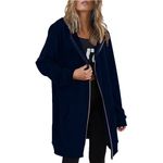 AMDOLE Womens Zip Up Hoodies Long Sleeve Fall Winter Hooded Lightweight Tunic Sweatshirt Oversize Jacket With Pockets (Navy, XXXXXL)