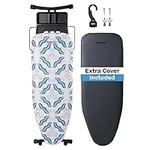ironMATIK Space Maker Premium Ironing Board - Wide 49" X 16.5” Steam Iron Rest with Patented Tray | Adjustable Height, Heat Resistant Silicone Tray, Padded Top | Made in Europe