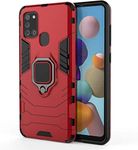 FitSmart Protective Rugged Hybrid Robot Armor Hard Back Cover Kickstand Case for Samsung Galaxy A21s - Red