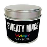 Wanky Candle, Rude Candle for her, Vanilla Scented Tin Candle (Sweaty Minge)