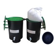 SAMPOORN HOME COMPOSTER- A PRODUCT OF SAMPOORN ZERO WASTE PRIVATE LIMITED is an Aerobic Composting Kit (Two 35 Litre Compost Bins with Sieve, Green Lids and Accessories)