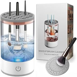 Multi-Functional Electric Makeup Brush Cleaner - Automatic, Energy Saving Makeup Brush Cleaner: 7000 RPM Ensures Thorough Cleaning, Includes Silicone Pad for Irregularly Sized Brushes (White)