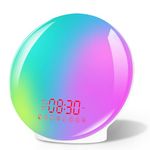 BAOZILY Sunrise Alarm Clock, Wake Up Light, Bedside Night Lamp with Sunrise/Sunset Simulation 7 Colors Atmosphere Lamp, Dual Alarms and Snooze Function, Light Alarm with 7 Natural Sounds and FM Radio