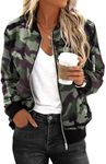 Zeagoo Women's Bomber Jacket Casual Coat Zip Up Outerwear Windbreaker with Pockets S-XXL, Camouflage Green, Medium