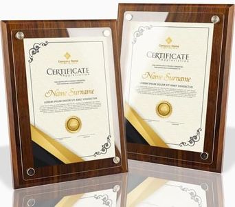 WOCOCN 14.96 x 11.41"Trophy Award, 2 PCS Wood Plaque Accommodates A4 Paper, Certificate Frame & Decorative Sign for Employee Appreciation, Recognition, Diploma, Thank You, Retirement, Anniversary(Wood Certificate Plaque, 2PCS)