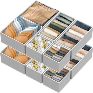 Simple Houseware Clothes Drawer Organiser, 12 Pack, Grey