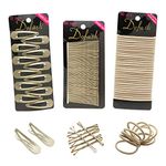 Dofash Women's Braided Good Hair Set 102 Counts Set Braided Hair Clips For Women (Bobby Pins 60pcs + Hyper Elastics Ties 30pcs + Snap Hair Clips 12PCS (Blonde)