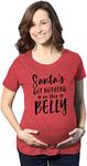 Maternity Santas Got Nothing On This Belly Pregnancy Tshirt Funny Christmas Bump Funny Graphic Maternity Tee Christmas Maternity T Shirt Funny Maternity Red - XL