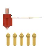 Creality K1 Ceramic Heating Block Kit, 3D Printer Parts All Metal Heat Break 300°C High Temperature Resistance Hotend Heating Block Kit with 5PCS Brass Nozzles for K1/K1Max