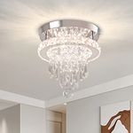 Finktonglan LED Chandeliers Ceiling Light Modern Crystal Chandelier Round Flush Mount Ceiling Lights for Bedroom Living Room Foyer Hallway Kitchen(Color Changeable)