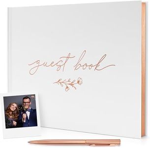 J&A Homes Elegant Wedding Guest Book - Guestbook for Wedding Reception, Bridal Shower, Baby Shower, Birthday, Anniversary & Events - Signature Lined Pages for Sign-in & Photos (100 Page, Rose Gold)