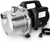 Lanchez 1 HP Shallow Well Pump，Garden Pump, Portable Stainless Steel Water Transfer Draining Irrigation Jet Pump for Water Removal, Lawn Fountain Pump 1294 GPH 147 Feet Height