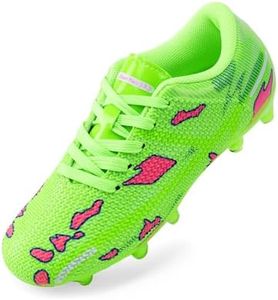 DREAM PAIRS Boys Girls Soccer Cleats Kids Football Shoes for Little/Big Kid,Size 4 Big Kid,Neon Green,SDSO2301K