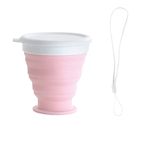 Ramkuwar Collapsible Travel Cup Silicone Folding Water Cup with Lid Reusable Drinking Mug Cup Picnic Snacks Cups Telescopic Camping Cup with Lids BPA Free Pink Pack 1