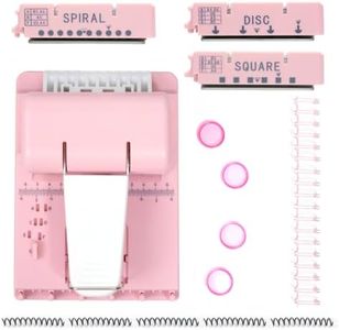 TIANSE Mini Book Binding Machine, 3 in1 Spiral, Wire-O and Disc Hole Punch for DIY Planners, Scrapbooks and Journals, Fits A4/A5/Letter, Portable Manual Craft Tool with 3:1 and 2:1 Supplies