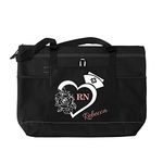 Personalized Nurse Tote Bag, Medical Zippered Tote Bag with Mesh Pocket Shoulder Bag, RN, LPN, CNA, PA, EMT (Black)