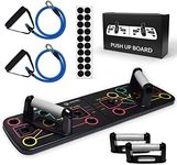 Stellar Fitness-X Push Up Board - 12-IN-1 Multifunctional Press Up Board - Calisthenics Equipment for Men & Women - Pushup Board w/ Resistance Bands