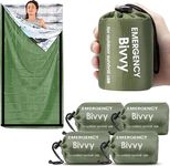 Deecam Emergency Sleeping Bag, 4 Pack Survival Bivy Sack Mylar Thermal Emergency Blanket Waterproof Lightweight Portable Shelter for Camping Gear Hiking Travel Outdoor Activities Backpacking