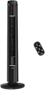 HOMCOM Freestanding Tower Fan Cooling for Home Bedroom with 3 Speed, 12h Timer, Oscillating, Tilt, LED Panel, Remote Controller, Black