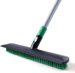 Eyliden 15” Floor Scrub Brush, 2-in-1 Stiff Bristle Brush and Soft Scrape with Telescopic Long Handle, Floor Cleaning Tools Concrete Scrubber for Deck Kitchen Tub Bath Garage Patio Wall Pool (Black)