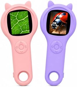 Pink and Purple Microscope for Kids-200X Portable Digital Mini Microscope- Your Little Scientist Miniscope - STEM Toy for Age 5 6 7 8 9 10 11 12 Years Old Toddlers.