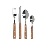 Mikasa Drift Wooden Handle Cutlery Set, Wood and Stainless Steel, Outdoor Cutlery, Dishwasher Safe, 16pc Set for 4, Silver, 20 x 25 x 5 cm