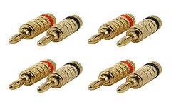 C&E 4 PCS, Gold Plated Speaker Banana Plugs Closed Screw Type, CNE585062