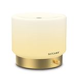 SOICARE Glass Diffuser with Golden Alu. Base, All-in-one Room Decor Aromatherapy Oil Diffusers for Essential Oils, Air Scent Mist Essential Oil Diffuser Humidifier with Dimmable Warm Light (280ML)