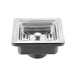 Lipka Square Shaped Premium Stainless Steel PVC Kitchen Sink Coupling for Home - Chrome Finish, Rust-Free, Corrosion-Resistant, Durable (4.5 Inches)