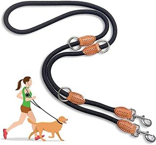 Multi-Function Hands Free Dog Rope Leash (7ft) - Strong Dog Training Leads, 1.4cm Thick Nylon Double Leash [3 Adjustable Lengths] for Small Medium Large Dogs Service Walking Running