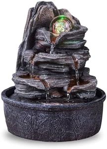 Fontana interna a cascata natura scala effetto pietra luce colorata, idea regalo, decorazione per interni in movimento, fontana da tavolo Zen rilassante, oggetto portafortuna, altezza 25 cm – Luberon