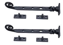 Adonai Hardware "Lachish" Antique Cast Iron Window Casement Stay (8.50 Inch x 2 Pack, Matte Black Powder Coated)