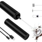 InstaCuppa Rechargeable Travel Milk Frother with 3 Speed Settings,4 Stainless Steel Whisks (Classic Froth,Egg Beater,Protein Mixer) Coffee Beater for Lattes & Cappuccino,Battery Powered,Black