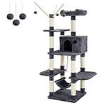 FEANDREA Cat Tree, Cat Condo with Hammock, Cat Tower, Smoky Grey PCT86G