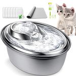 ZeePet Cat Water Fountain Stainless Steel, 3L Automatic Pet Drinking Fountain for Cats Inside, Dog Water Dispenser with Adjustable Water Flow and 6 Replacement Filters&1 Silicone Mat for Cats, Dogs