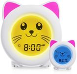 B&H Toddler Sleep Trainer - Ok to Wake Clock, USB Rechargeable Cute Kids Clock, Drop Proof Night Light & Alarm Clock, Science-Backed Lighting for Peaceful Sleep and Ready to Rise Mornings - Kitty