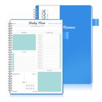 Daily Planner Undated, To Do List Notebook with Hourly Schedule Regolden-Book Calendars Meal, Spiral Appointment Organizers Notebook for Man/Women, Pocket, Pen Loop, 160 Pages (5.5x8.5''), Blue